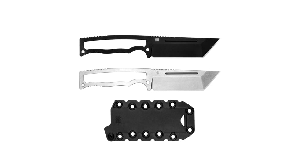 Halfbreed Blades Compact Field SW Tanto Fixed Blade Knife, 8.13in Overall, 4in Stonewash VG-10 Stainless Tanto Blade, Skeletonized Handle, Plastic Sheath, CFK-03