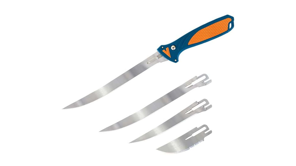 Havalon Talon Fish Interchangeable Fixed Blade Knife Set, 4 Blades, Roll-Pack, Box, Blue/Orange, XTI-TF