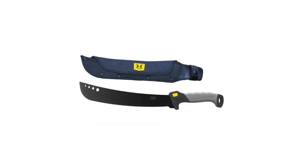 Hawk Treestands Walkers HWK-Mach Fixed Blade Knife, 14.98in, Stainless Steel, Plain Edge, Machete Blade, Rubber Handle, HWK-MACH
