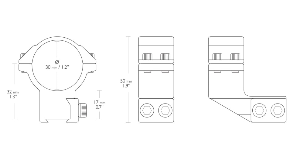 Hawke Sport Optics Dovetail 30mm Scope Rings, 2-Pieces, 1in Extension, Black, 22122