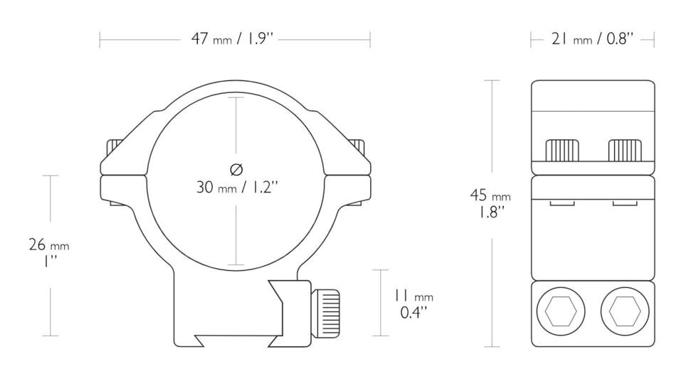 Hawke Sport Optics Dovetail Match Series Rifle Scope Rings - 2-Pieces, 30mm, Medium, Black, 22107