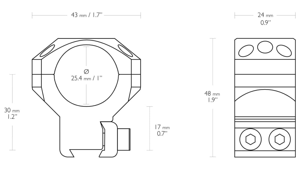 Hawke Sport Optics Dovetail Tactical Rings - 2-Pieces, 1in, High, Black, 24102