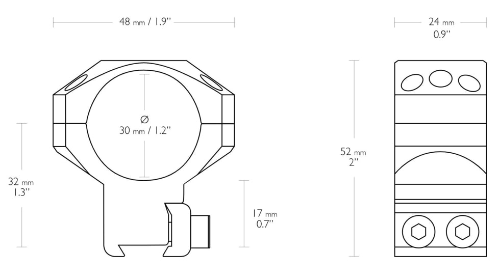 Hawke Sport Optics Dovetail Tactical Rings - 2-Pieces, 30mm, High, Black, 24107
