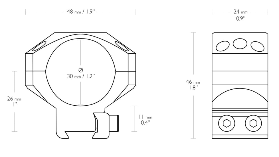 Hawke Sport Optics Dovetail Tactical Rings - 2-Pieces, 30mm, Medium, Black, 24106