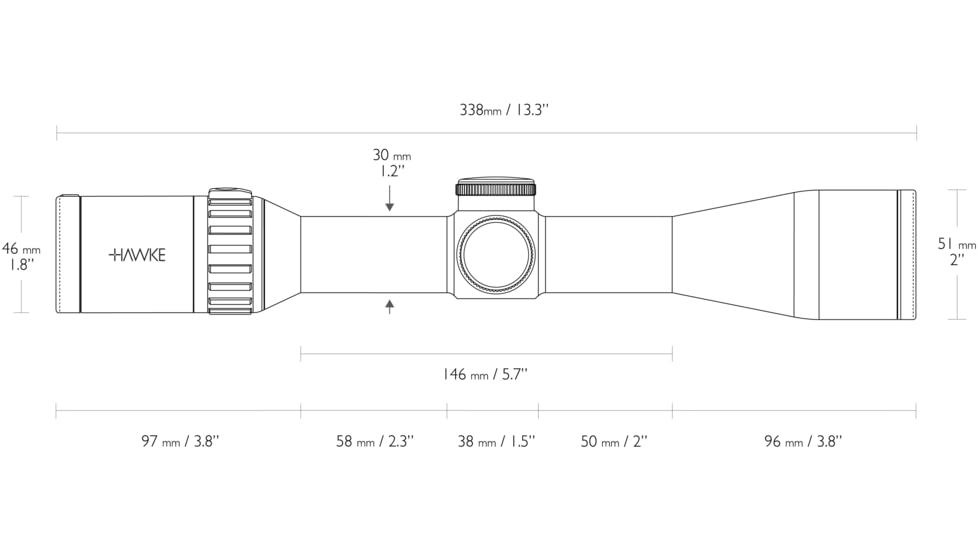 Hawke Sport Optics Endurance 30 WA Riflescope 3-18x44 SF- LRX Hunter Fiber Dot LW, Black, 16433