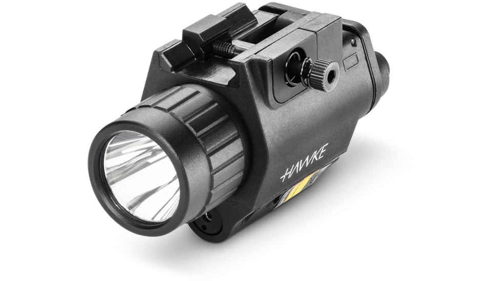 Hawke Sport Optics LED Flashlight w/Red Laser Rail Mount, CR 123A, Red, 43110