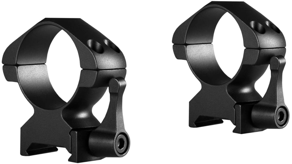 Hawke Sport Optics Precision Steel 30mm Rings Weaver 30mm w/ Lever - 2-Pieces, High, Black, 23017