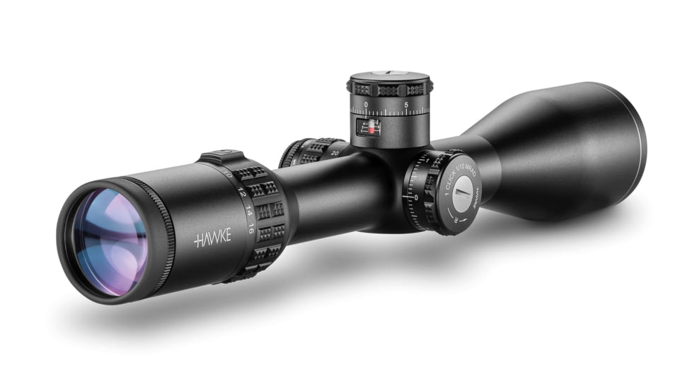 Hawke Sport Optics Sidewinder 30 SF Rifle Scope, 4-16x50mm, 30mm Tube, Second Focal Plane, 10x 1/2 Mil Dot + Reticle, Red, MRAD Adjustment, Black, 17250
