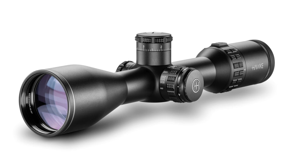Hawke Sport Optics Sidewinder 30 SF Rifle Scope, 4-16x50mm, 30mm Tube, Second Focal Plane, 10x 1/2 Mil Dot + Reticle, Red, MRAD Adjustment, Black, 17250