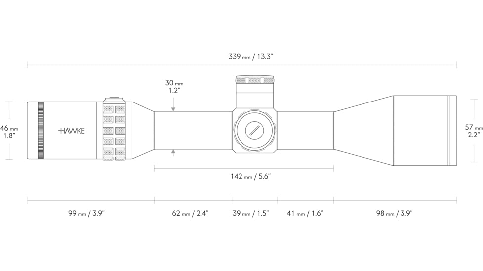 Hawke Sport Optics Sidewinder 30 SF Rifle Scope, 4-16x50mm, 30mm Tube, Second Focal Plane, 10x 1/2 Mil Dot + Reticle, Red, MRAD Adjustment, Black, 17250