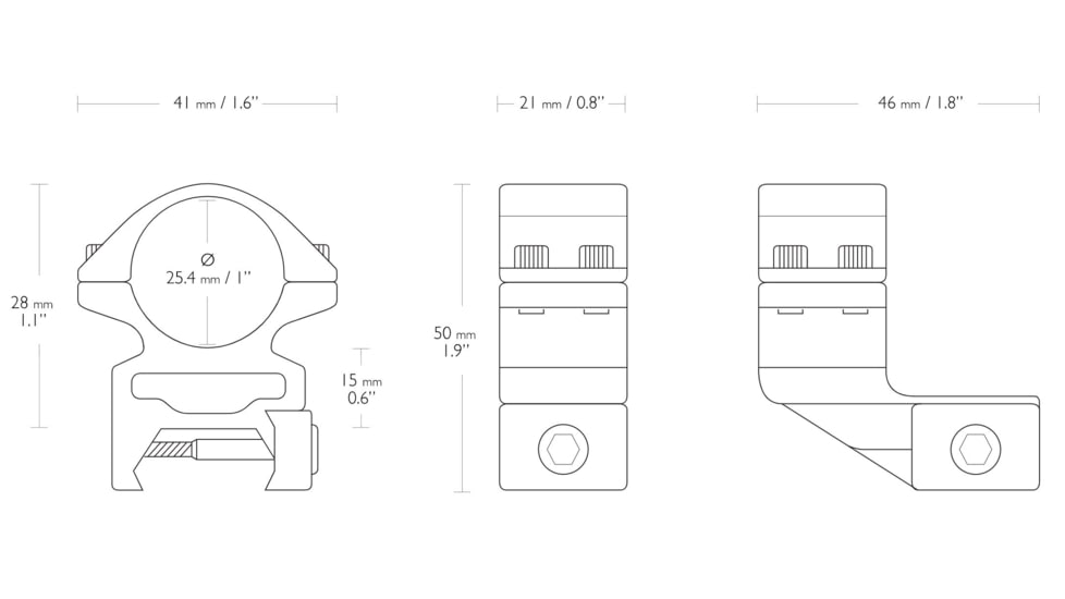 Hawke Sport Optics Sports Weaver High 1in Extension Scope Rings - 2-Pieces, Black, 22124