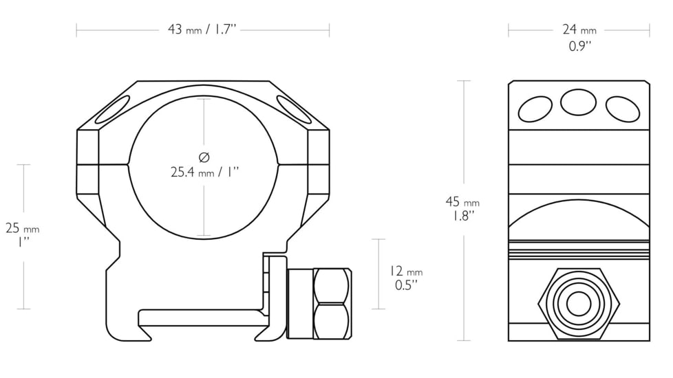 Hawke Sport Optics Tactical Rings Weaver - 2-Pieces, 1in, Medium, Black, 24111