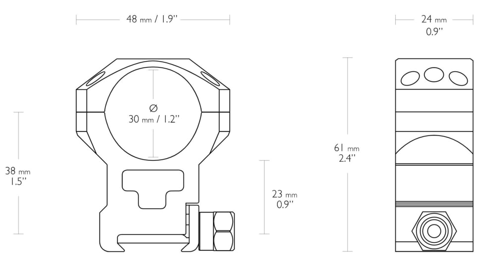 Hawke Sport Optics Tactical Rings Weaver - 2-Pieces, 30mm, Extra High, Black, 24118