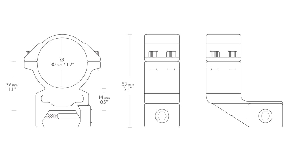 Hawke Sport Optics Weaver 30mm High 1in Extension - 2-Pieces, Black, 22126