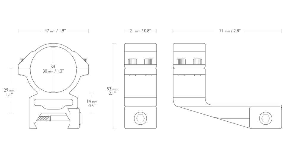 Hawke Sport Optics Weaver 30mm Scope Rings, 2-Pieces, 2in Extension, Black, 22127