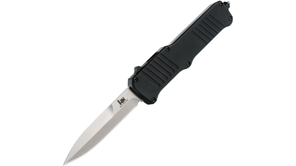 Heckler &amp; Koch Auto HK Incursion OTF Automatic Folding Knives w/ Glass breaker, 4in, 154CM Stainless Steel, Bayonet Blade, Black Anodized Aluminum Handle, 54090
