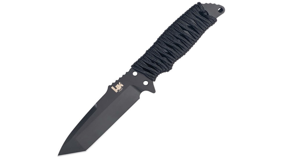 Heckler &amp; Koch Fray Fixed Blade Tanto Knife, 4.25 black finish 154CM stainless tanto blade, Black cord wrapped handle, 55240