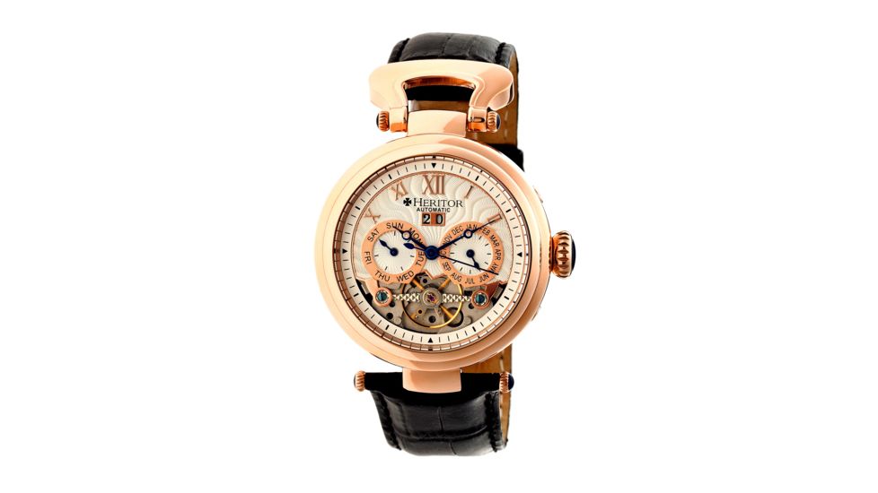 Heritor Automatic HR3305 Ganzi Mens Watch, 44mm, Black Strap, Bronze Dial HERHR3305
