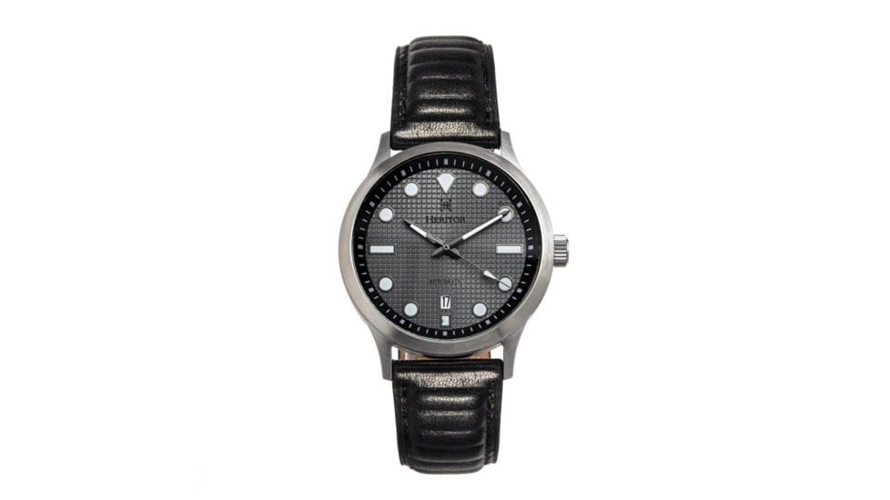 Heritor Automatic Bradford Leather-Band Watch w/Date, Gray/Black - Mens, HERHS1103