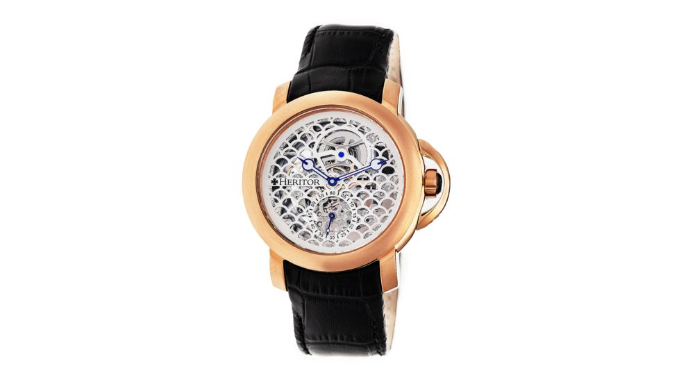 Heritor Automatic McKinley Skeleton Dial Leather Strap Watch, Rose Gold/White, Standard HERHR4005