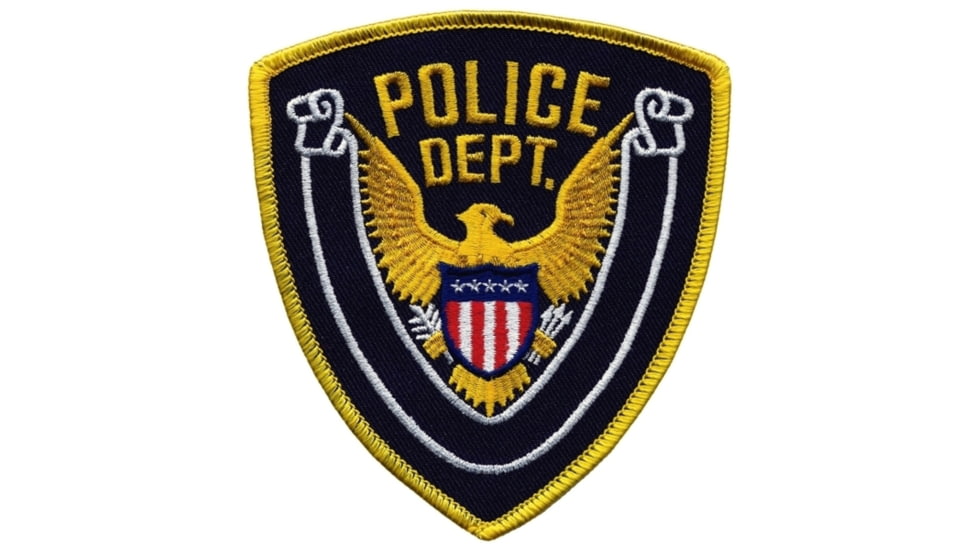 POLICE DEPT Eagle w/ Blank Scroll - Gold/Navy - 4''x4.375''