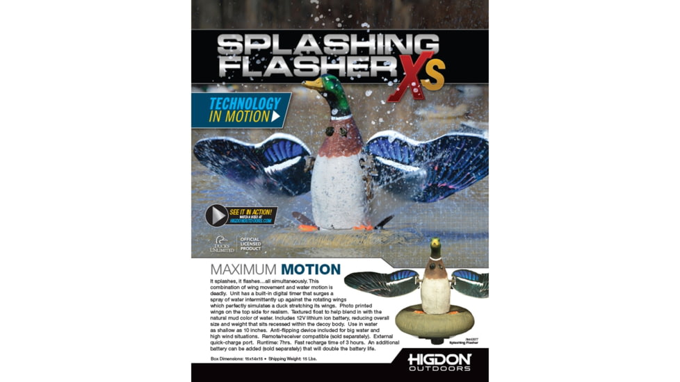 Higdon Outdoors 53077 XS Splashing Flasher Mallard Drake Multi Color Rechargeable