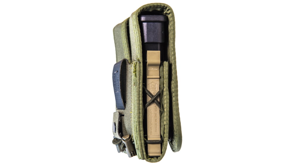 High Speed Gear HSGI Duty Double TACO-Covered Plus Pistol Magazine Pouch, Olive Drab, 41PX02OD