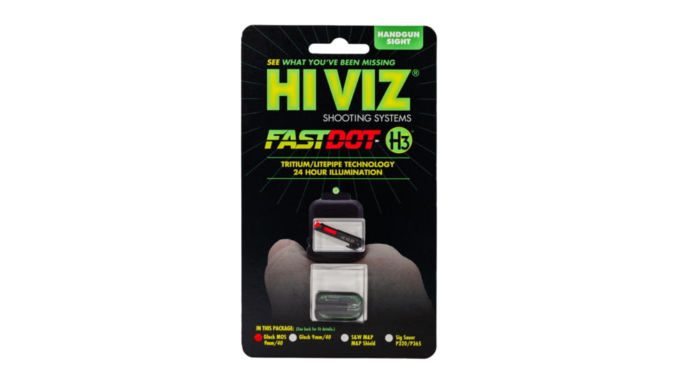 HiViz Fastdot H3 For Glock MOS Pistols 9mm, 40 S&amp;W, .357 Sig Sight, Black, GLMFD21