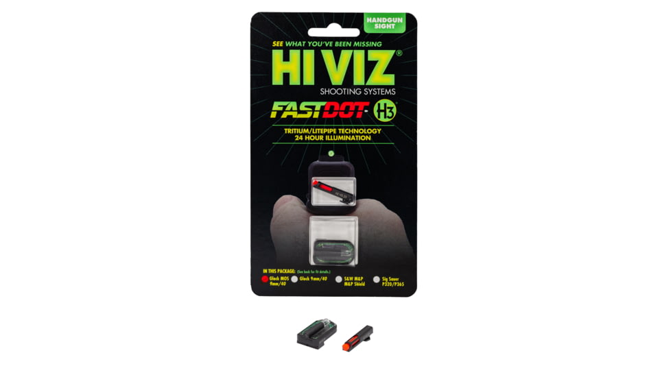 HiViz Fastdot H3 For Glock MOS Pistols 9mm, 40 S&amp;W, .357 Sig Sight, Black, GLMFD21