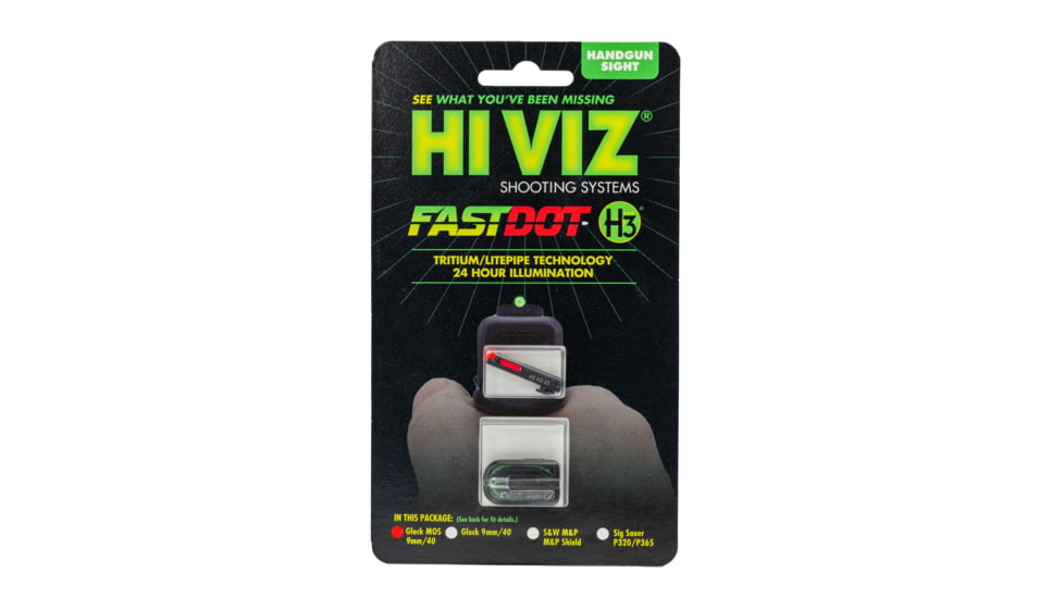HiViz Fastdot H3 For Glock Pistols 9mm, 40 S&amp;W, .357 Sig Sight, Black, GLFD21