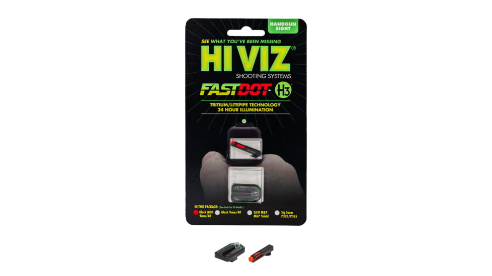 HiViz Fastdot H3 For Glock Pistols 9mm, 40 S&amp;W, .357 Sig Sight, Black, GLFD21