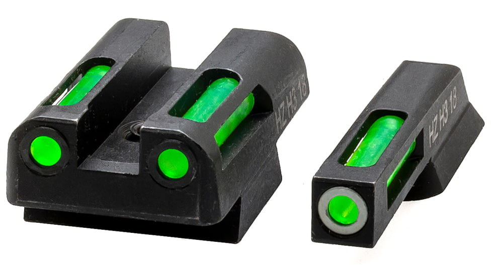 HiViz LiteWave H3 Tritium/Litepipe Night Sights, CZ 75/85, Green Front w/ White Ring, Green Rear, Black, CZN321