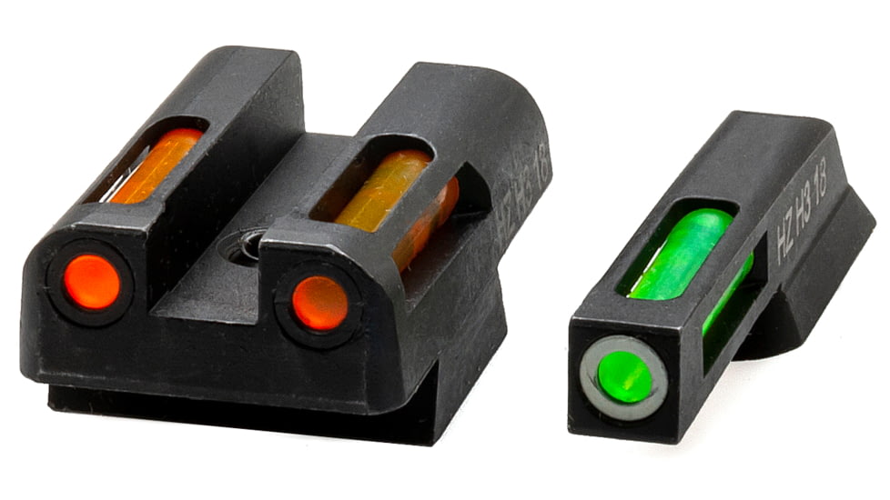 HiViz LiteWave H3 Tritium/Litepipe Night Sights, CZ 75/85, Green Front w/ White Ring, Orange Rear, Black, CZN421