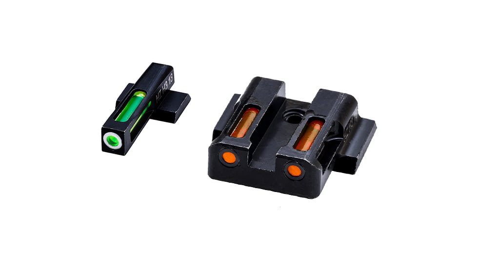 HiViz LiteWave H3 Tritium/Litepipe Night Sights, Smith &amp; Wesson M&amp;P 380 Shield EZ, Green Front w/ White Ring, Orange Rear, Black, EZN421