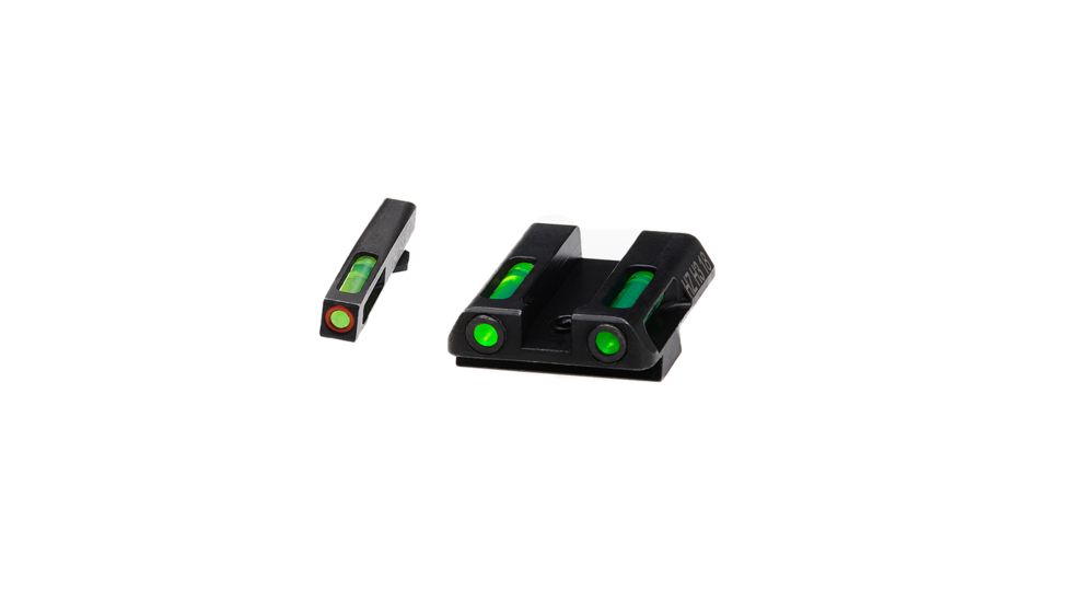 HiViz Litewave H3 Tritium/Litepipe Sight Set, Glock 42, Glock 43, Black, Green Litepipes w/ Orange Front Ring, GLN521
