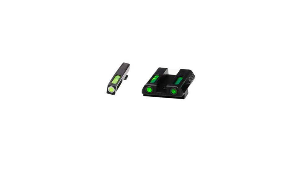 HiViz Litewave H3 Tritium/Litepipe Sight Set, Glock 42, Glock 43, Black, Green/Orange Litepipes w/ White Front Ring, GLN421
