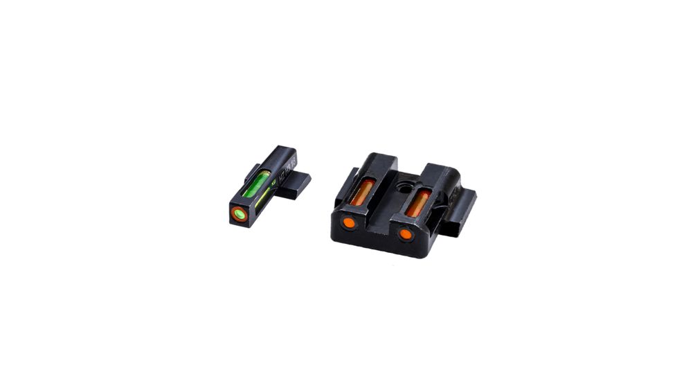 HiViz Litewave H3 Tritium/Litepipe Sight Set, S&amp;W M&amp;P Fullsize, M&amp;P Compact, Black, Green/Orange Litepipes w/ Orange Front Ring, MPN621
