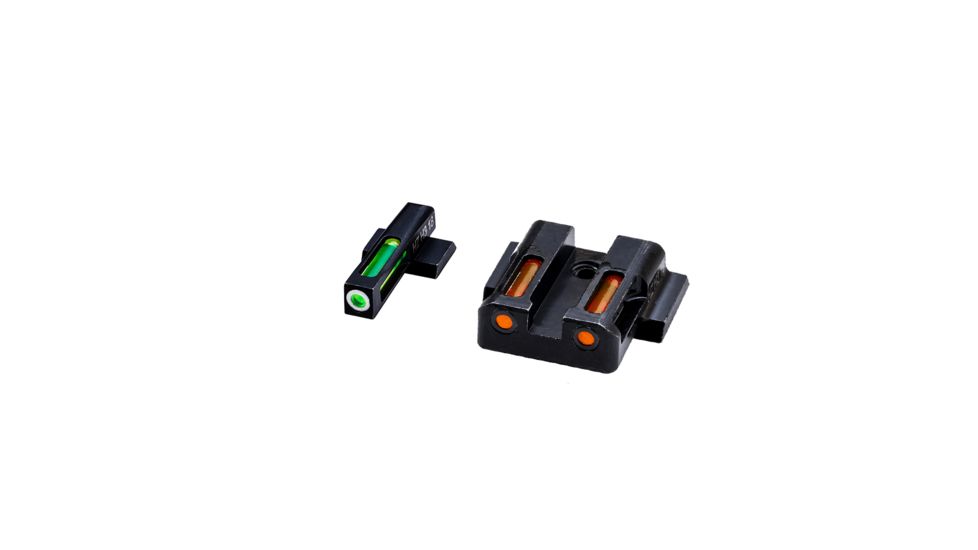 USED HiViz Litewave H3 Tritium/Litepipe Sight Set, S&amp;W M&amp;P Fullsize, M&amp;P Compact, Black, Green/Orange Litepipes w/ White Front Ring, MPN421, EDEMO2, Condition Fair, Other