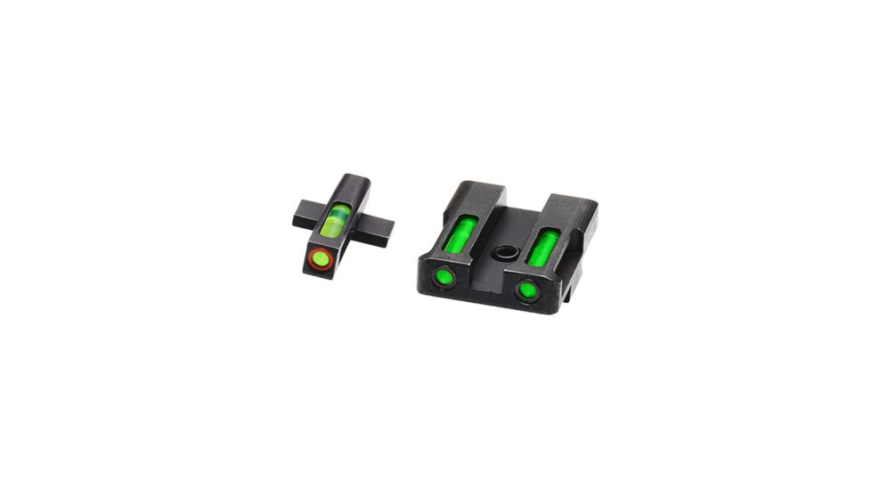 HiViz Litewave H3 Tritium/Litepipe Sight Set, Springfield XD, Springfield XDS, Springfield XDE, Springfield XD-M, Black, Green Litepipes w/ Orange Front Ring, XDN521