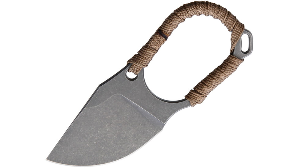 Hoback Knives Jeremiah Johnson Neck Knife, 2 stonewash finish CPM-20CV stainless blade, Tan paracord wrapped handle, JEREMIAH JOHNSON TAN WRAP