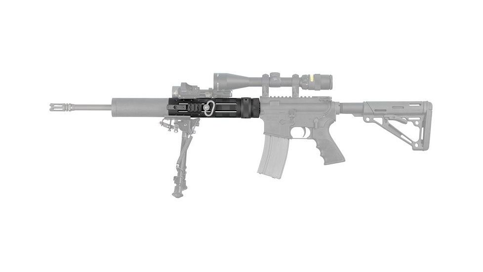 Hogue AR-15/M-16 Knurled Aluminum OAL 3 Gun Free Float Forend Extension, 8in. Overall Length w/Accessories, Black, 190593