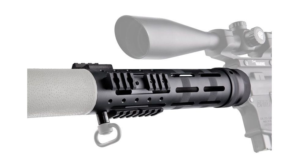 Hogue AR-15/M-16 Knurled Aluminum OAL 3 Gun Free Float Forend Extension, 9.5in. Overall Length w/Accessories, Black, 190594