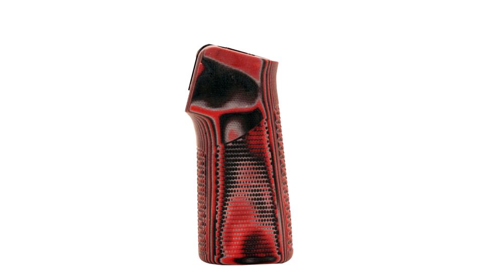 Hogue AR15/M16 15 Degree Vertical No Finger Groove Grip,Piranha Grip G10 G-Mascus Red Lava 13629
