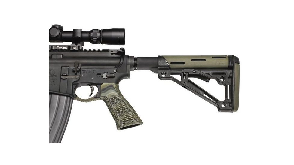HOGUE AR15 / M16 No Finger Groove Piranha Grip G10, G-Mascus Green 13138