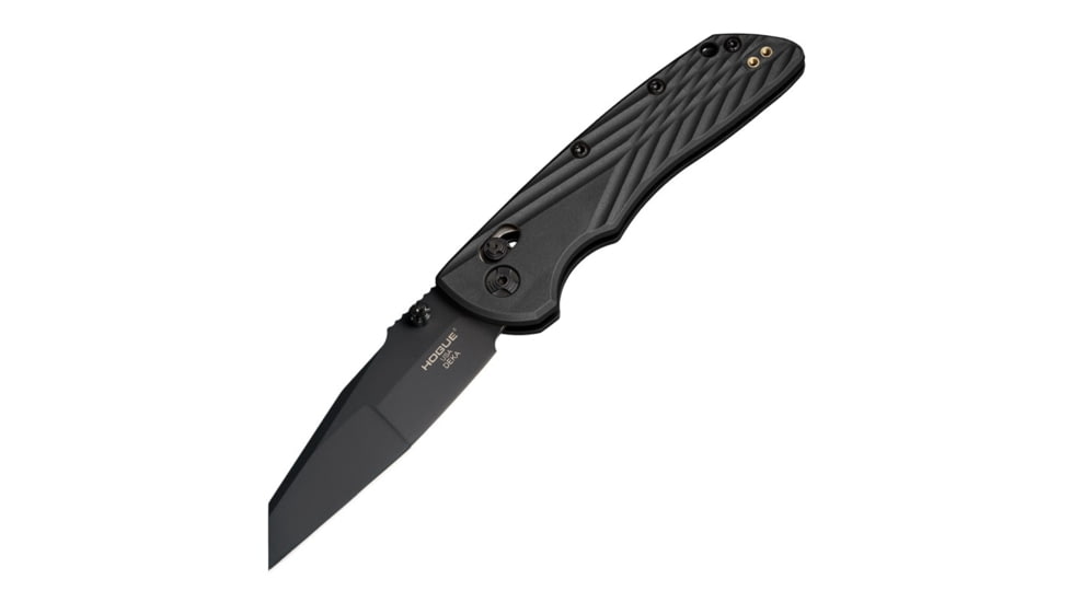 Hogue Deka Folding Knife, 3.25 in CPM MagnaCut Stainless Steel Wharncliffe Blade, Black Cerakote, Black Glass Fiber Reinforced Polymer Handle, 24366