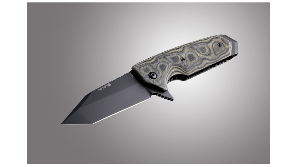 Hogue EX-02 3.5in. Tactical Folding Knife Tanto Blade Flipper Brushed G-10 Frame, G-Mascus Green 34228