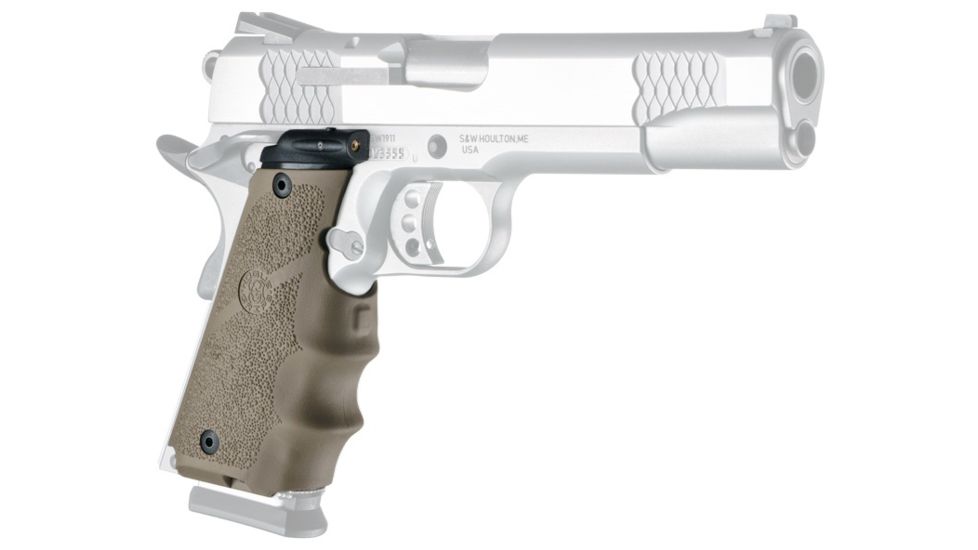Hogue Laser Enhanced Grip - Govt. Model Rubber Grip with Finger Grooves Dark Earth 45083
