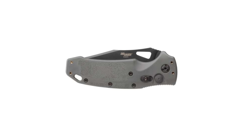 Hogue Sig K320A Automatic Folding Knife, 3.5in, CPM S30V Stainless, Tanto Blade, Black Cerakote, Grey Polymer Handle, 36322