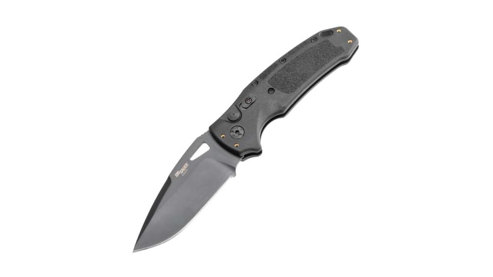 Hogue Sig K320A Automatic Folding Knife, 3.5in, CPM S30V Stainless, Drop Point Blade, Black Cerakote, Black Polymer Handle, 36330