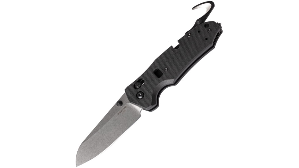 Hogue Trauma First Response Tool Folding Knife, 3.5in tumbled finish Bohler N690 stainless sheepsfoot blade, Black G10 handle, 34776